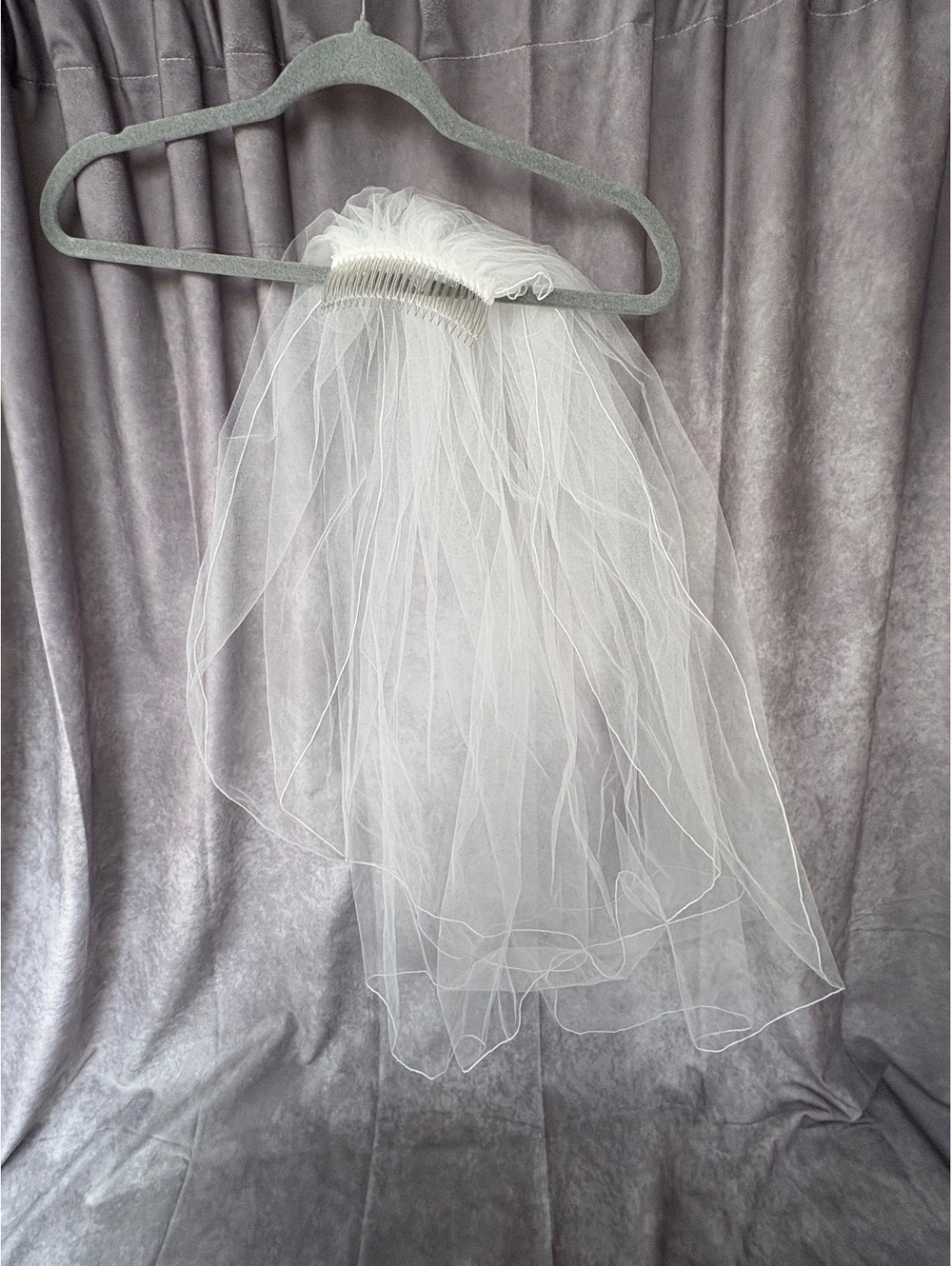 White Bridal Veil Comb Double Layer Tulle Wedding Costume Approx 30 Inch